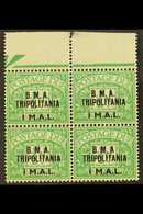 TRIPOLITANIA  POSTAGE DUES 1948 1L On ½d Emerald, Marginal Block Of 4, One Copy Showing The Variety "No Stop After A", S - Africa Oriental Italiana