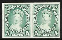 1860 IMPERF PLATE PROOF PAIR.  5c Green, IMPERF PLATE PROOF PAIR On India Paper. Stunning (pair) For More Images, Please - Other & Unclassified