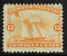 1865-70 VARIETY  13c Orange-yellow "Schooner", SG 29, With A Large Orange-yellow Spot Below The "E" Of Newfoundland, Min - Autres & Non Classés