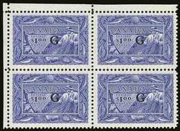 OFFICIAL  1950-1 $1 Ultramarine, "G" Ovpt, BLOCK OF FOUR, SG O192, Never Hinged Mint. For More Images, Please Visit Http - Other & Unclassified