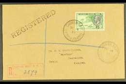 1935  5s Green And Black Turtles SG 106, On A Lovely 1937 (Oct) Envelope Registered Cayman Brac to England. For More Ima - Cayman Islands