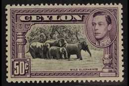 1938  50c Black And Mauve, Geo VI, SG 394, Very Fine Never Hinged Mint. For More Images, Please Visit Http://www.sandafa - Ceylon (...-1947)