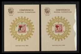 1960-62 ROTARY INTERNATIONAL CONFERENCE.  1960 Souvenir Sheet Bearing 10c Maroon "Map & Rotary Emblem" & 1962 Sheet Over - Chili