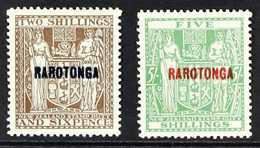 1931-32  2s6d Deep Brown And 5s Green Postal Fiscals With "RAROTONGA" Overprints, SG 95/96, Never Hinged Mint, Very Fres - Cook