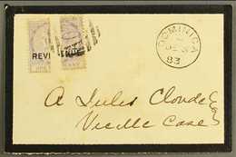 POSTAL FISCALS  1879-88 1d Lilac With "REVENUE" Overprint Bisected (both Sides), SG R1a, On 1883 Local Mourning Cover To - Dominica (...-1978)