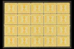 POSTAGE DUE  1888 2p Orange, Perf 11½, No Watermark, As SG D69, A Never Hinged Mint Block Of Twenty FORGERIES. (20 Forge - Autres & Non Classés