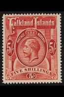 1912  5s Deep Rose Red, Wmk MCA, Geo V, SG 67, Very Fine Mint. For More Images, Please Visit Http://www.sandafayre.com/i - Falklandinseln