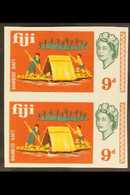 1968  9d Bamboo Raft Boat IMPERFORATE PAIR, SG 377 Unlisted Variety, Lightly Hinged Mint With BPA Certificate. For More  - Fiji (...-1970)