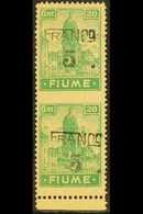 1919  "5" On 20c Emerald "Franco" Overprint Yellowish Paper Type A Lower Marginal Vertical IMPERF BETWEEN PAIR Variety,  - Fiume