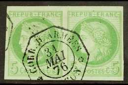COCHIN CHINA  1876 5c Green, Ceres, Yv 17, Superb Used Horizontal Pair With "Corr. D. Armees 31 Mai 76 Saigon" Octagonal - Autres & Non Classés
