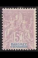 DAHOMEY  1901-1905 5f Mauve & Pale Blue, Yv 17, SG 17, Fine Mint With Expertizing Marks To Rear For More Images, Please  - Autres & Non Classés