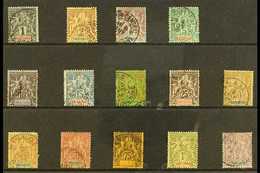 INDO-CHINA  1892-96  "Tablet" Complete Set, Yv 3/16, Used, Some Small Faults (14 Stamps) For More Images, Please Visit H - Autres & Non Classés