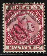 1898  1d Carmine Re-issue With WATERMARK INVERTED Variety, SG 40w, Fine Used With Neat Cancel, Tiny Imperfections At Top - Gibraltar