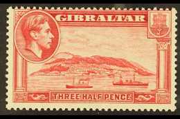 1938-51  1½d Carmine, Perf 13½, SG 123a, Fine Mint, Centred High But Very Lightly Hinged. For More Images, Please Visit  - Gibraltar