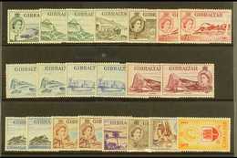 1953-59  Definitive Set With Some Listed Shade Variants, SG 145/58, Fine Mint, Mostly Never Hinged Inc £1. (21 Stamps) F - Gibraltar