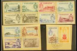 1953-59  Pictorials Complete Set, SG 145/58, Superb Cds Used On Pieces, Very Fresh. (14 Stamps) For More Images, Please  - Gibraltar