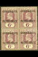 1911  6d Dull And Bright Purple, Overprinted, SG 6, Superb Used Block Of 4 With Violet Protectorate Cancels. For More Im - Gilbert- Und Ellice-Inseln (...-1979)