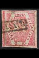 NAPLES  1859 - 61 10gr Carmine, Type II, POSTAL FORGERY, Sass F4a, Very Fine Used. For More Images, Please Visit Http:// - Ohne Zuordnung