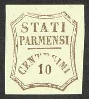 PARMA  PROVISIONAL GOVERNMENT 1859 10c Brown (Sassone 14, SG 29), Fine Mint, Showing Damaged "TES" And Broken Frame At T - Unclassified