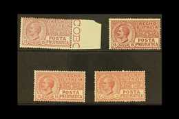 PNEUMATIC POST  1927-8 15c In All Three Shades, Plus 35c, Sassone 12/13, 12a, 12b, Never Hinged Mint (4 Stamps). For Mor - Non Classés