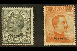 AEGEAN IS - SIMI  1921 - 2 15c Grey And 20c Orange With Wmk, Sass 10/11, Fine Mint. (2 Stamps) For More Images, Please V - Other & Unclassified