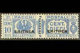 ERITREA  PARCEL POST 1927-37 10c Deep Blue With Forged "ERITREA" Overprint (as SG P123, Sassone 22), Fine Never Hinged M - Other & Unclassified