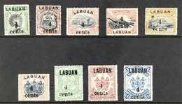 1904  4c Surcharges Complete Set, SG 129/137, Mint (12c Without Gum), Fresh Colours. (9 Stamps) For More Images, Please  - North Borneo (...-1963)