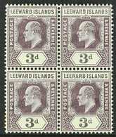 1902  3d Dull Purple And Black, SG 24, Superb Never Hinged Mint Block Of Four. For More Images, Please Visit Http://www. - Leeward  Islands