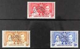 1937  Coronation Set "SPECIMEN" Punctured, SG 92s/94s, Very Fine Mint (3 Stamps) For More Images, Please Visit Http://ww - Leeward  Islands