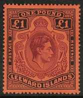 1938  £1 Brown- Purple And Black On Red, SG 114, Very Fine Mint. For More Images, Please Visit Http://www.sandafayre.com - Leeward  Islands