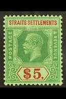 1921-33  $5 Green & Red On Green, SG 240a, Very Fine Mint, Fresh. For More Images, Please Visit Http://www.sandafayre.co - Straits Settlements