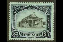 KEDAH  1912 $3 Black And Blue On Blue Council Chamber, SG 13, Very Fine Mint. For More Images, Please Visit Http://www.s - Sonstige & Ohne Zuordnung