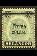 SELANGOR  1900. 3c On 50c "Dented Frame" Variety, SG 67b, Fine Mint For More Images, Please Visit Http://www.sandafayre. - Autres & Non Classés