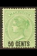 1878  50c On 1s Green, SG 90, Fine And Fresh Mint. For More Images, Please Visit Http://www.sandafayre.com/itemdetails.a - Mauritius (...-1967)