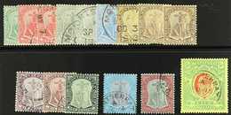 1908  Complete Set Including 3d On White Back And 6d Shades, Wmk MCA, SG 35/47, 40a, 43a, Very Fine Used. (12 Stamps) Fo - Montserrat