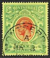 1914  5s Red And Green On Yellow, Wmk MCA, Geo V, SG 48, Very Fine Used. For More Images, Please Visit Http://www.sandaf - Montserrat