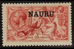 1916-23  5s Bright Carmine Seahorse (DLR Printing) With "NAURU" Overprint, SG 22, Fine Mint For More Images, Please Visi - Nauru