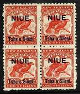 1903  1s Bright Red Bird, SG 16, Fine Mint Block Of Four. For More Images, Please Visit Http://www.sandafayre.com/itemde - Niue