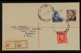 1952  (May) Neat KGVI Reg Envelope To UK, Bearing Australia KGVI 2½d (2) And 7½d Tied AITAPE Cds's, Sydney Transit Mark  - Papouasie-Nouvelle-Guinée