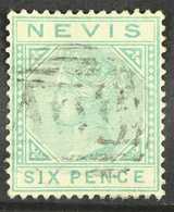 1882  6d Green, Wmk Crown CA, SG 32, Very Fine Used. Signed Bloch. Elusive Stamp. For More Images, Please Visit Http://w - St.Christopher-Nevis-Anguilla (...-1980)