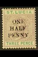 1891-92  "ONE HALF PENNY" Surcharge On 3d Dull Mauve And Green, Die I, SG 53, Fine Mint. For More Images, Please Visit H - St.Lucia (...-1978)