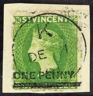 1881  1d On 6d Bright Green, SG 34, Superb Used On Piece. For More Images, Please Visit Http://www.sandafayre.com/itemde - St.Vincent (...-1979)