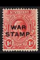 1916  1d Red "WAR TAX" Overprint Third Setting Words 1½mm Apart, SG 123, Mint, Fresh. For More Images, Please Visit Http - St.Vincent (...-1979)