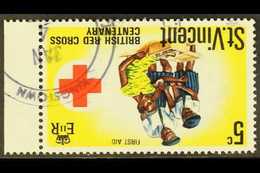 1970  5c Red Cross WATERMARK INVERTED Variety, SG 306w, Very Fine Cds Used Marginal Example, Scarce. For More Images, Pl - St.Vincent (...-1979)