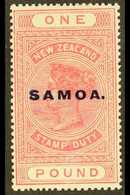 1925-28  £1 Rose Pink "Postal Fiscal" Overprinted "SAMOA" In Blue, SG 166d, Fine Mint For More Images, Please Visit Http - Samoa