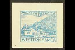 1935 PICTORIAL DEFINITIVE ESSAY  Collins Essay For The 6d Value In Pale Blue On Thick White Paper, The "Vailima" Design  - Samoa