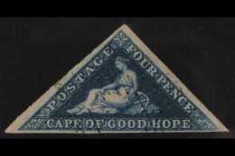 CAPE OF GOOD HOPE  1853 4d Deep Blue On Slightly Blued Paper Imperf Triangle, SG 4, Three Good Margins And Neat Light Ca - Unclassified