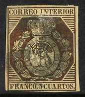 1853  3c Bronze Madrid Local Issue, SG 31 (Edifil 23), Used With Margins Just Touching At Bottom-left, Lightly Cancelled - Other & Unclassified