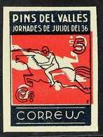 CIVIL WAR  PINS DEL VALLES 1937 5c Horse Rider Red & Blue Imperf Local Issue With INVERTED RED COLOUR Variety, Never Hin - Autres & Non Classés