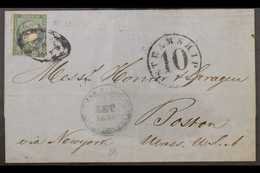 CUBA  1857 (Sep) Entire Addressed To Boston (USA), Bearing 1856 ½r Blue-green Stamp (3 Margins) Tied By Oval Cancel, Plu - Autres & Non Classés